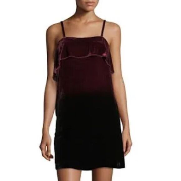 NWT Alice + Olivia Bess Velvet Burgundy Mini Slip Dress Size 10 - Picture 1 of 12